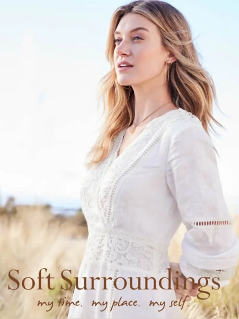 SOFT SURROUNDINGS Araminta White Linen Lace Boho Maxi Dress 10 cottagecore - Picture 2 of 14